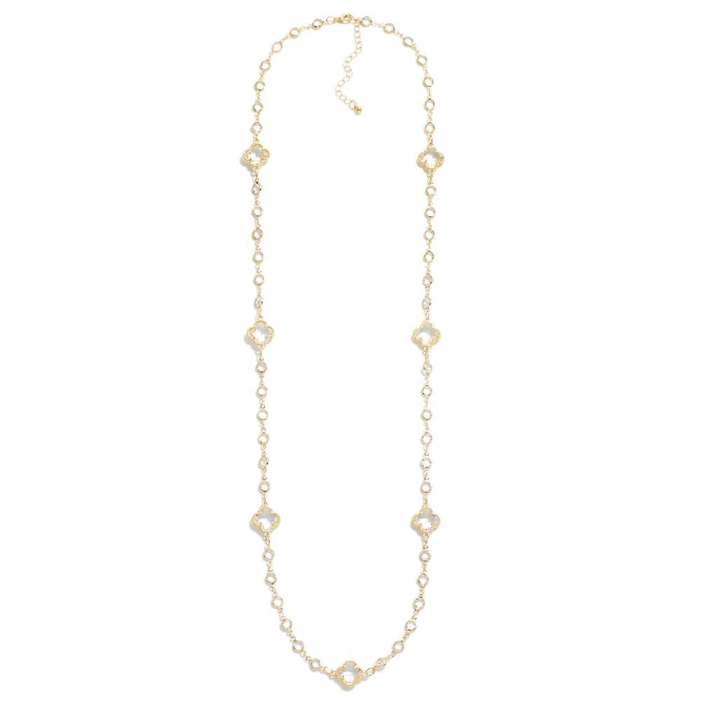 Crystal Clover Chain Link Necklace