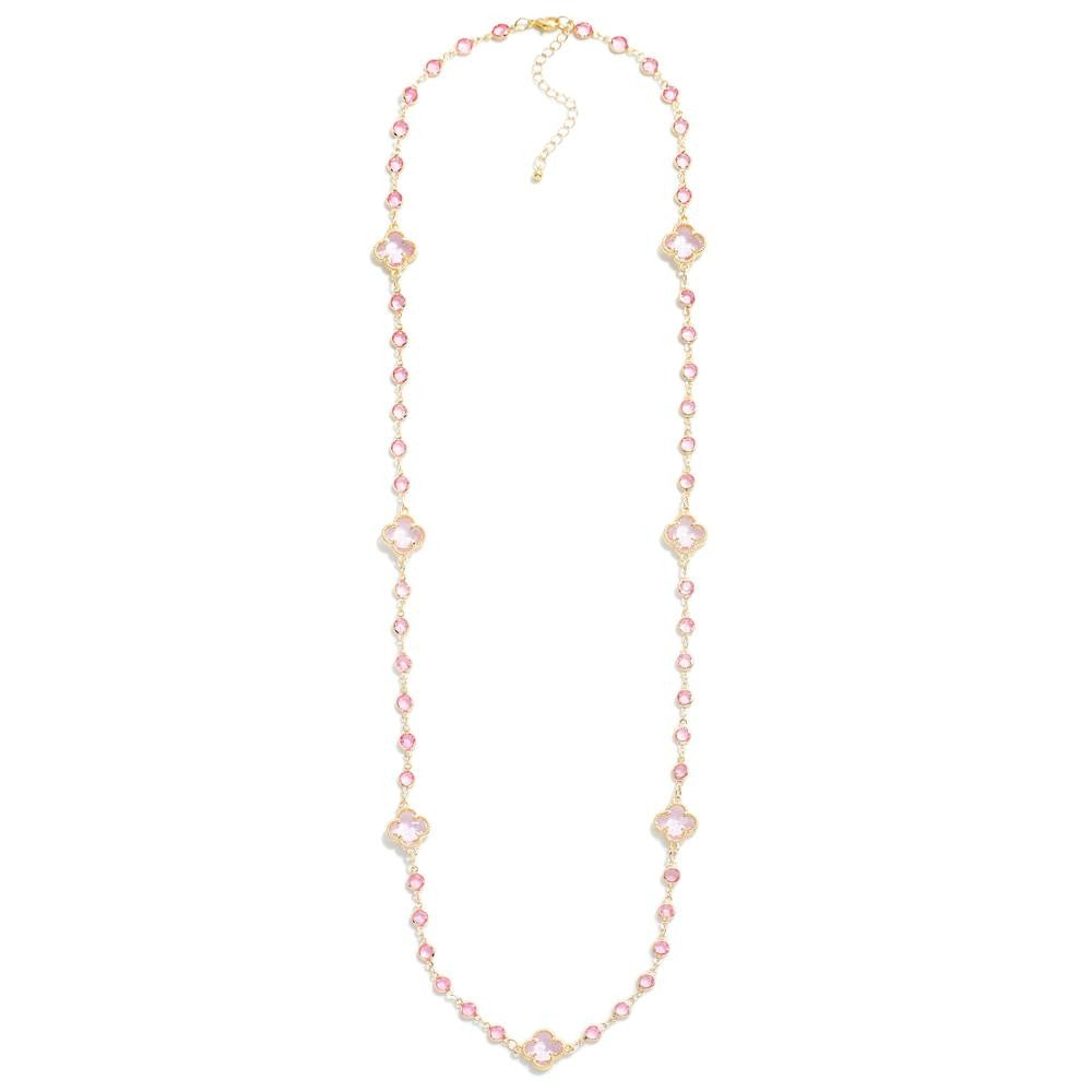 Crystal Clover Chain Link Necklace