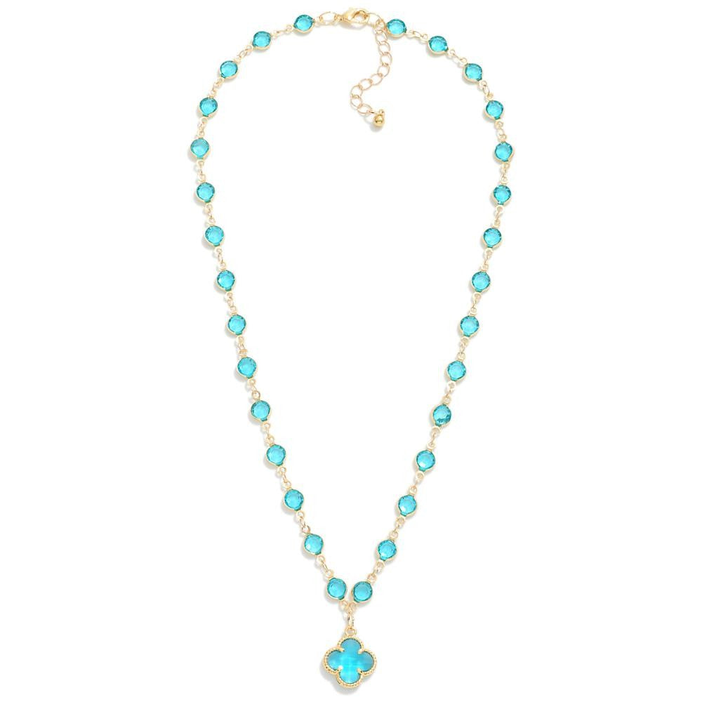 Radiant Crystal Clover Pendant Necklace