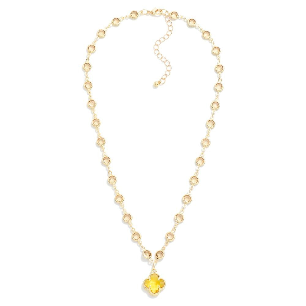 Radiant Crystal Clover Pendant Necklace